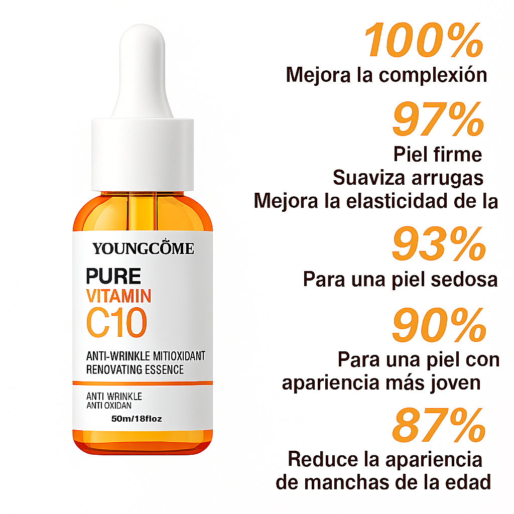 Esencia facial con vitamina C y ácido hialurónico.